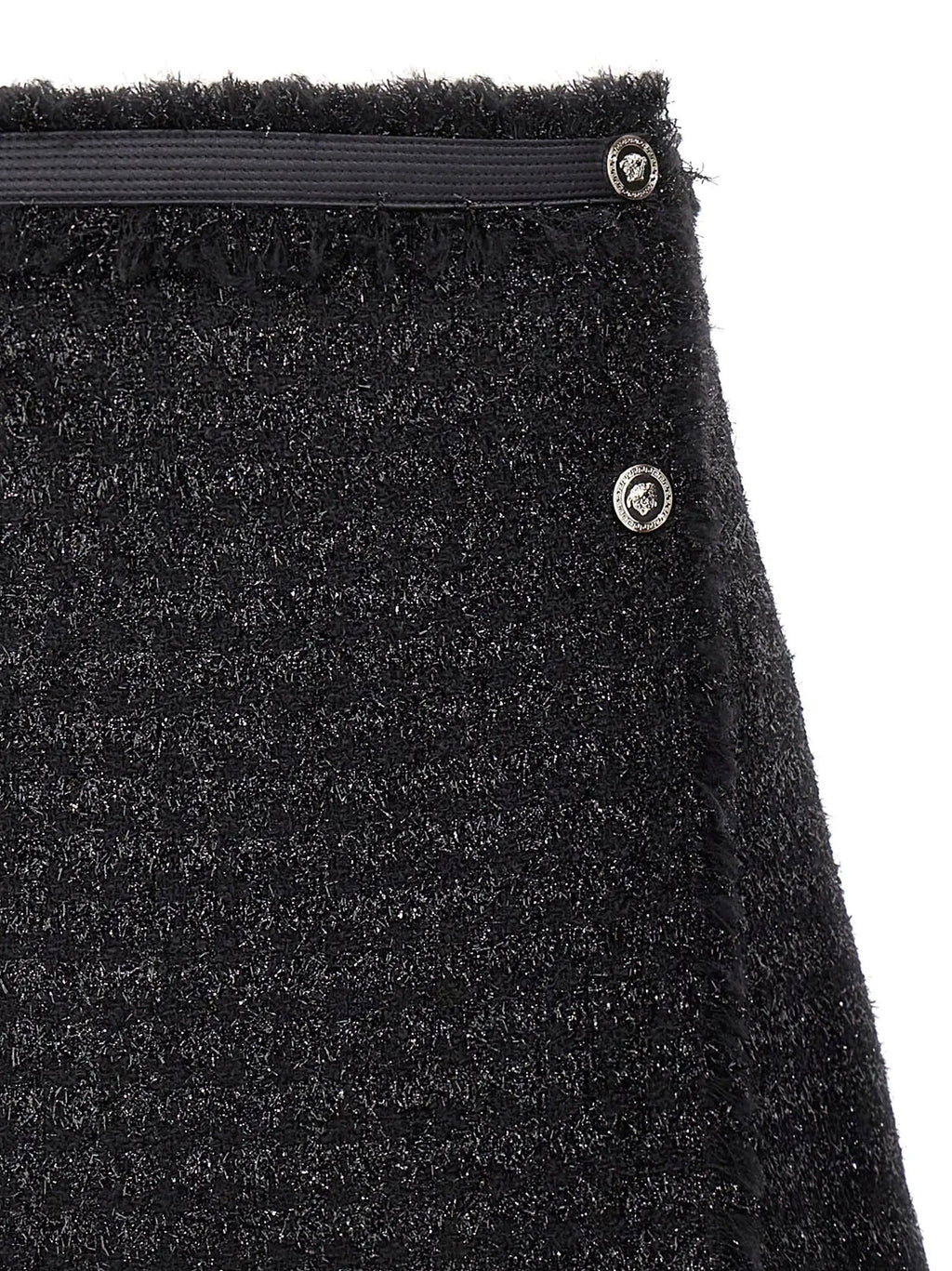 Versace Black Virgin Wool Long Skirt