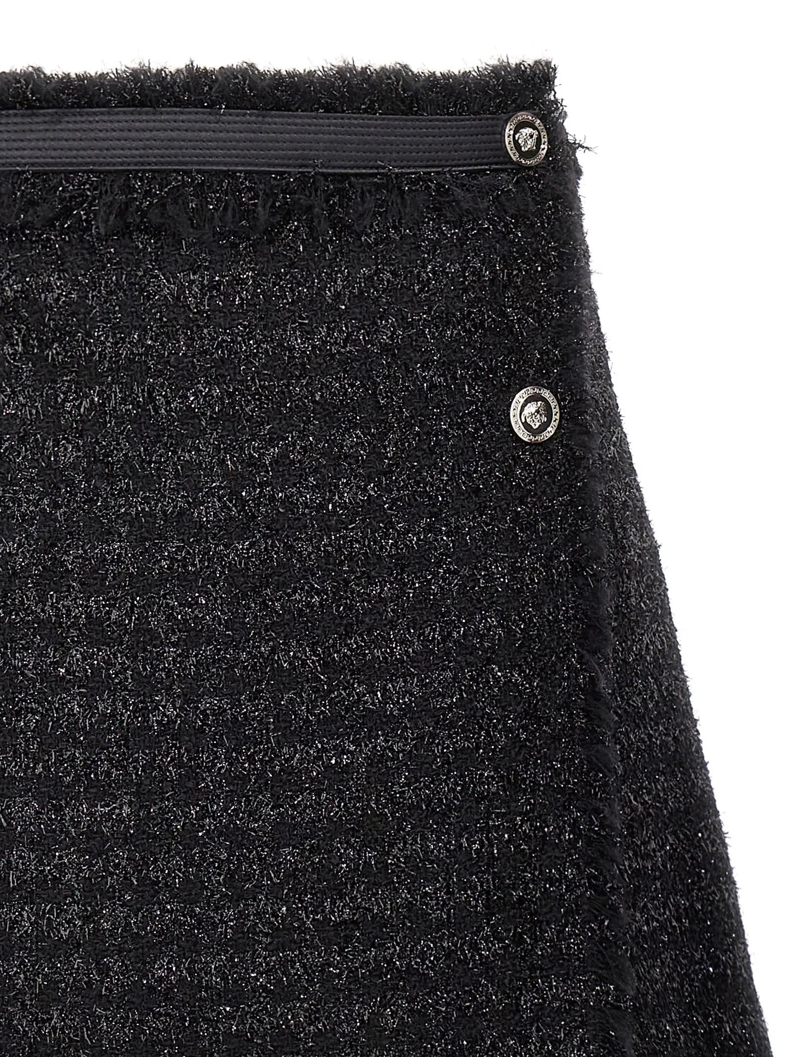 Versace Black Virgin Wool Long Skirt