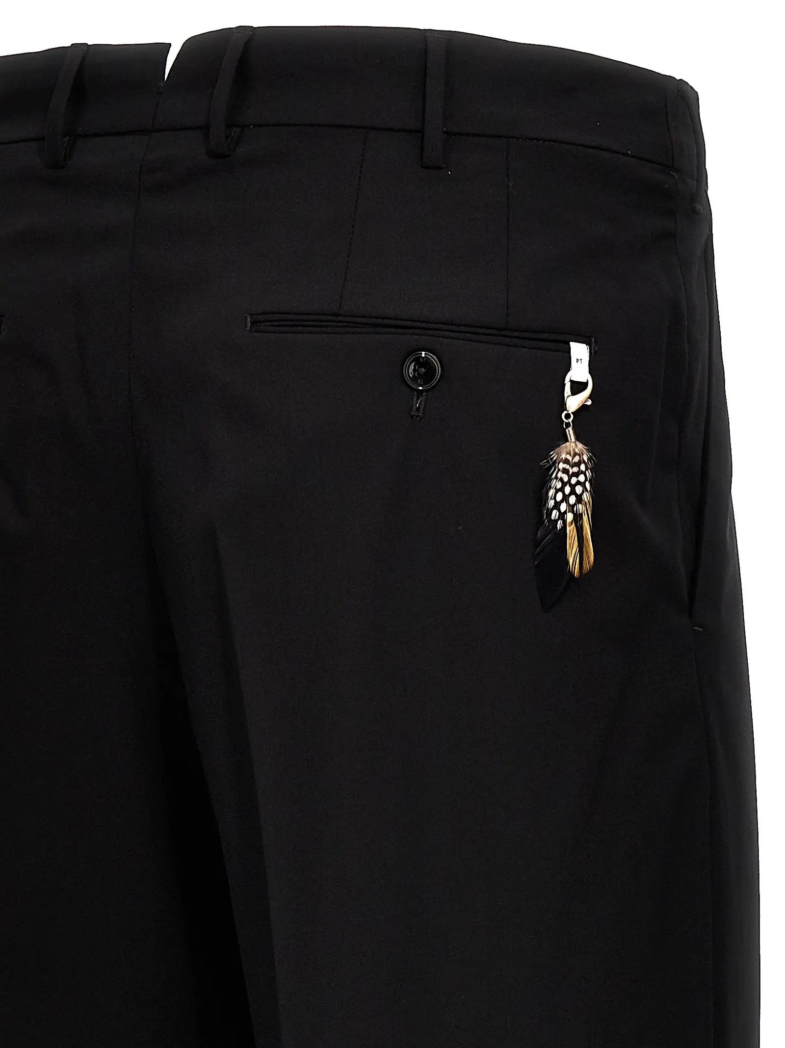 PT Torino Black Virgin Wool Dress Pants