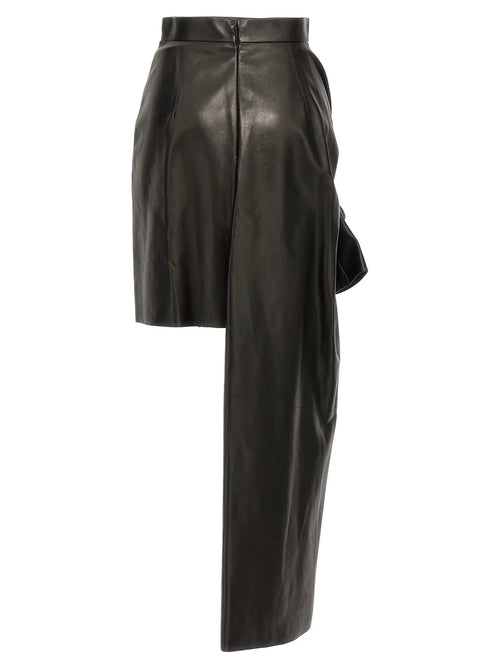 Jupe longue Alexander McQueen en cuir d'agneau noir