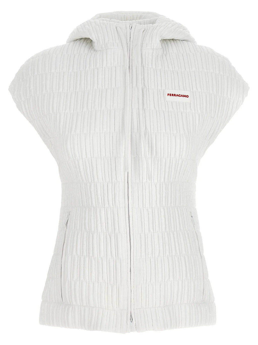 Ferragamo White Polyamide Sleeveless Jacket