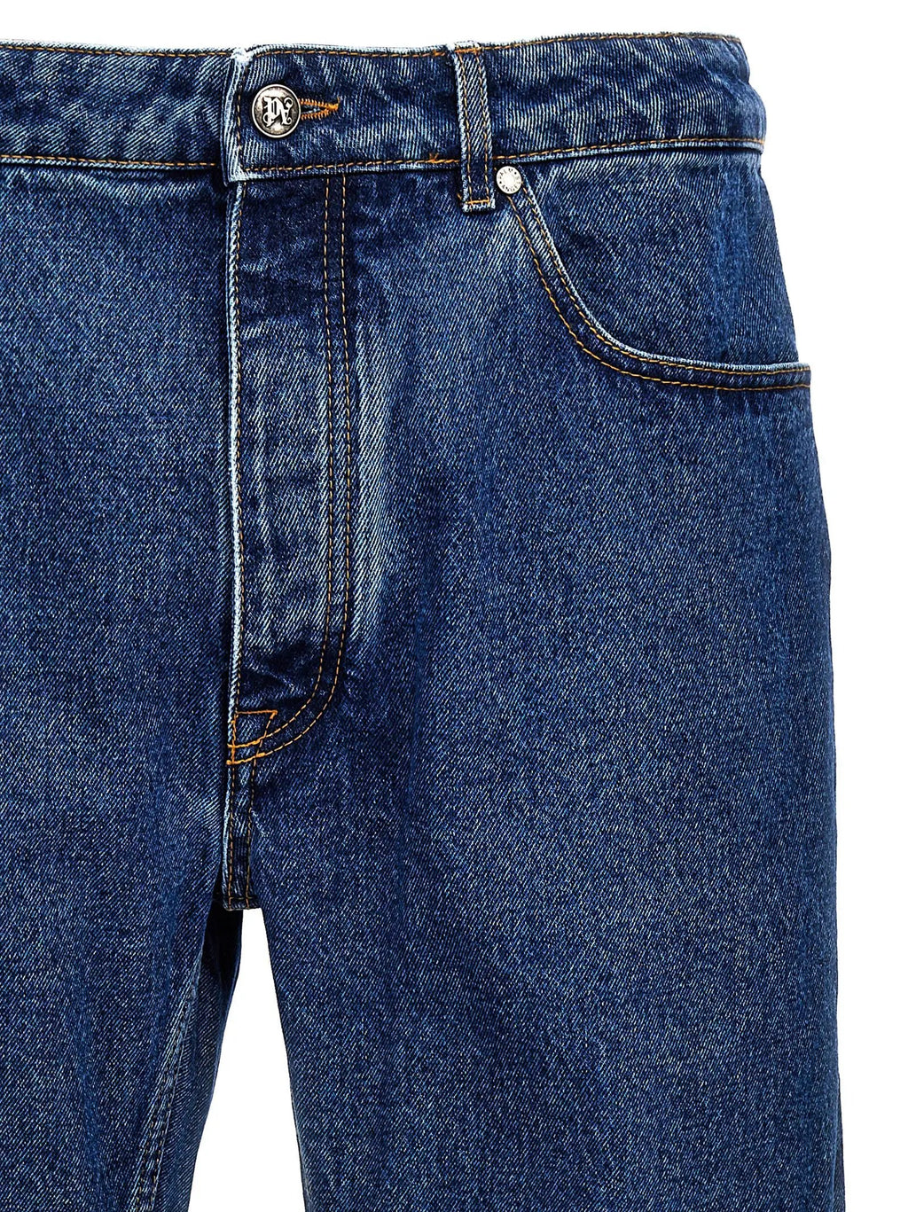 Palm Angels Blue Cotton Straight-Leg Jeans