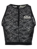 Alessandra Rich Black Polyamide Sleeveles T-Shirt