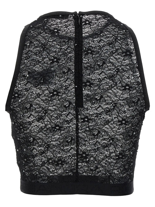 T-shirt sans manches noir en polyamide Alessandra Rich