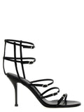 Alexander McQueen Black Lambskin Stiletto Heel Sandals