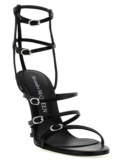 Sandales à talons aiguilles Alexander McQueen en cuir d'agneau noir