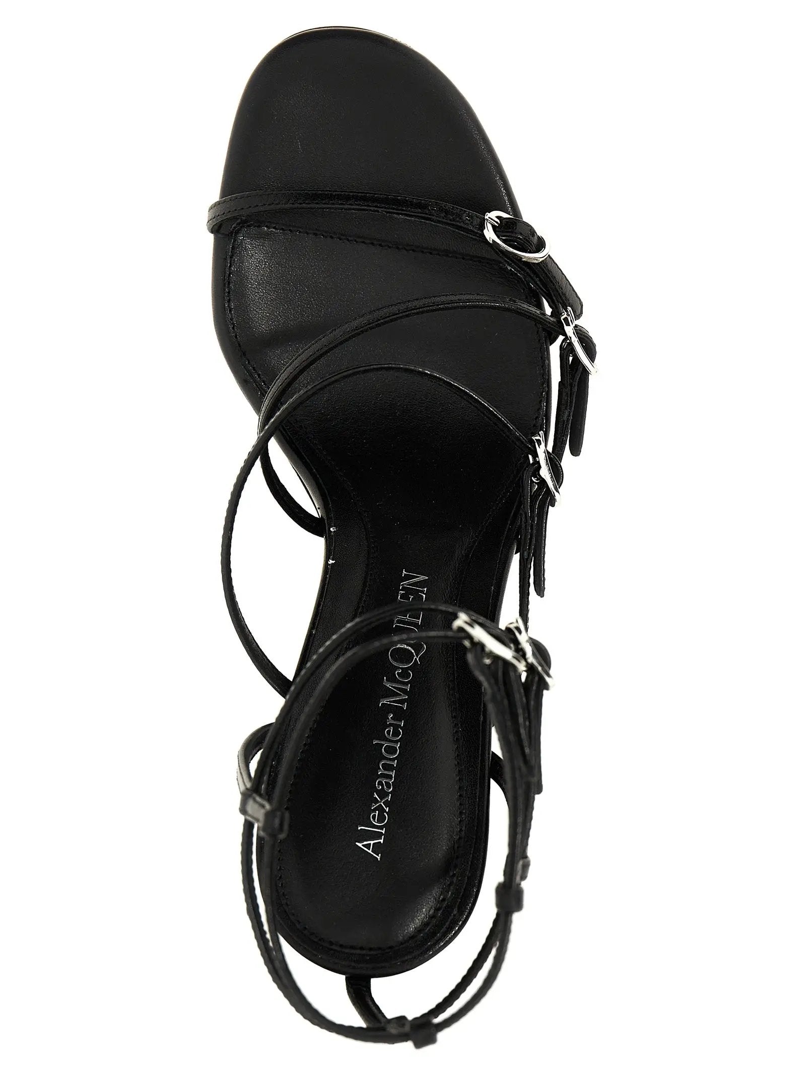 Alexander McQueen Black Lambskin Stiletto Heel Sandals