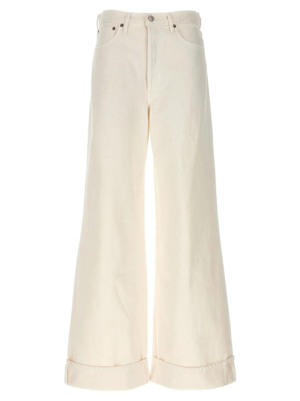 Agolde White Cotton High-Waisted Jean