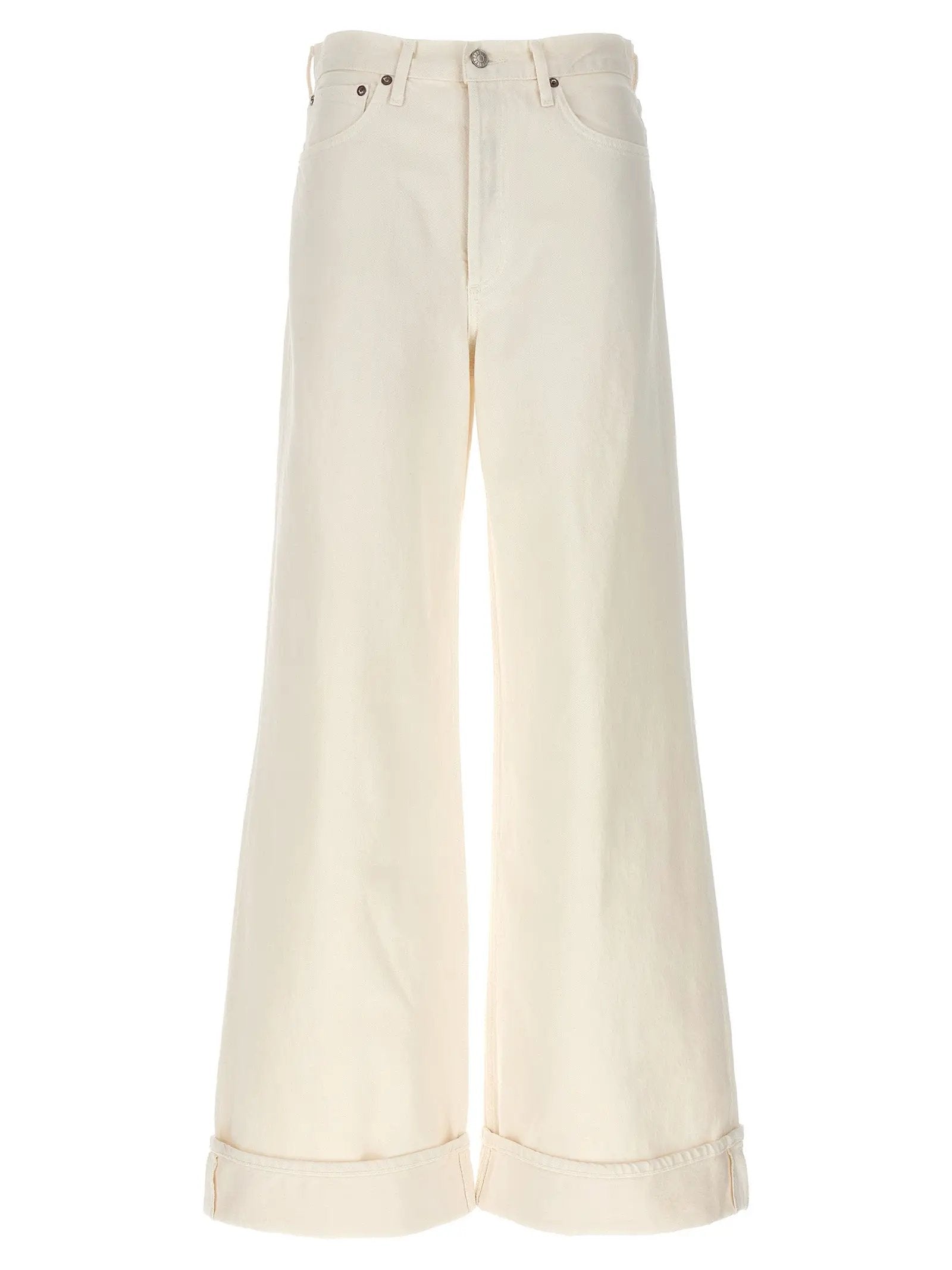 Agolde White Cotton High-Waisted Jean