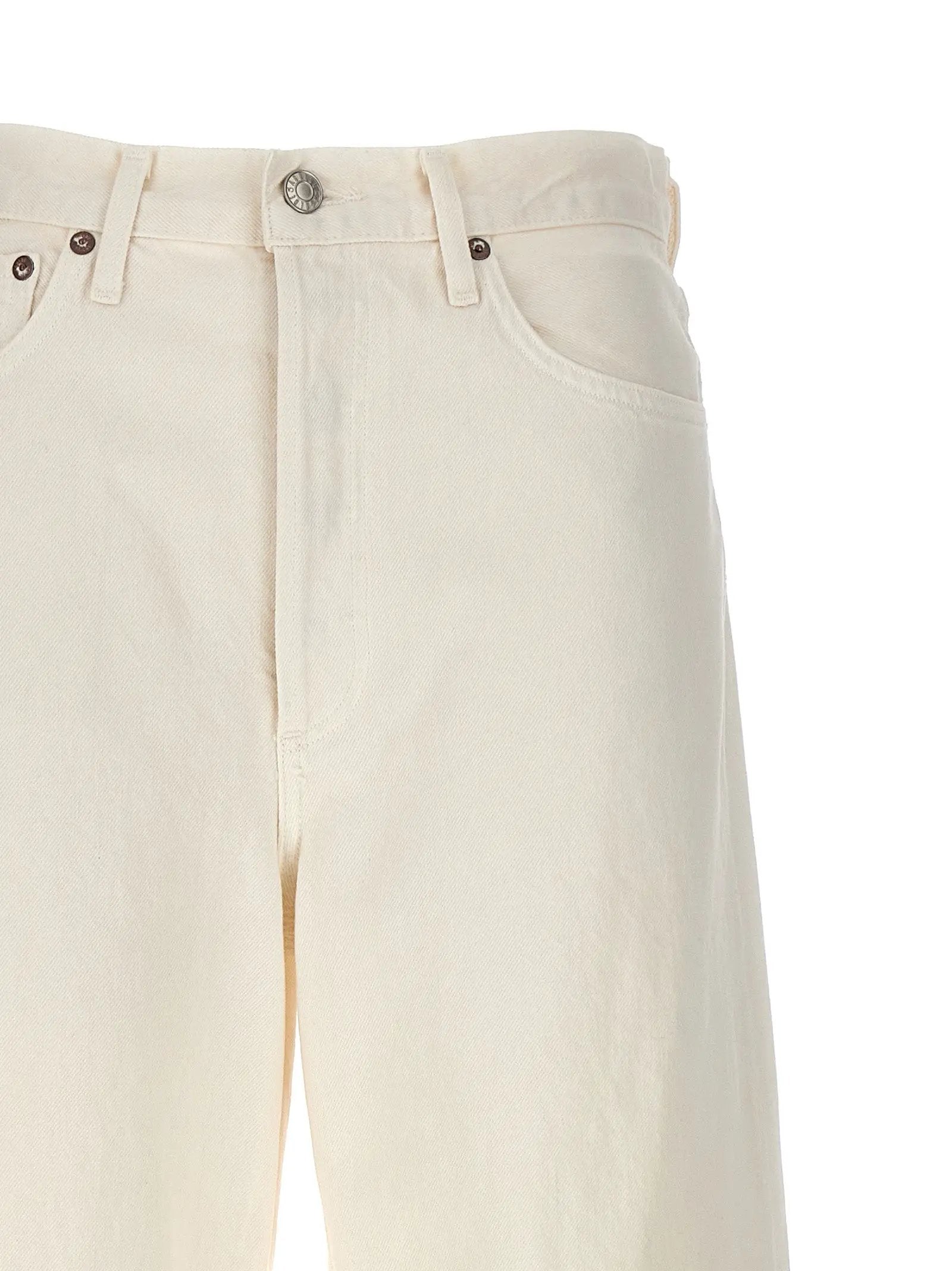 Agolde White Cotton High-Waisted Jean