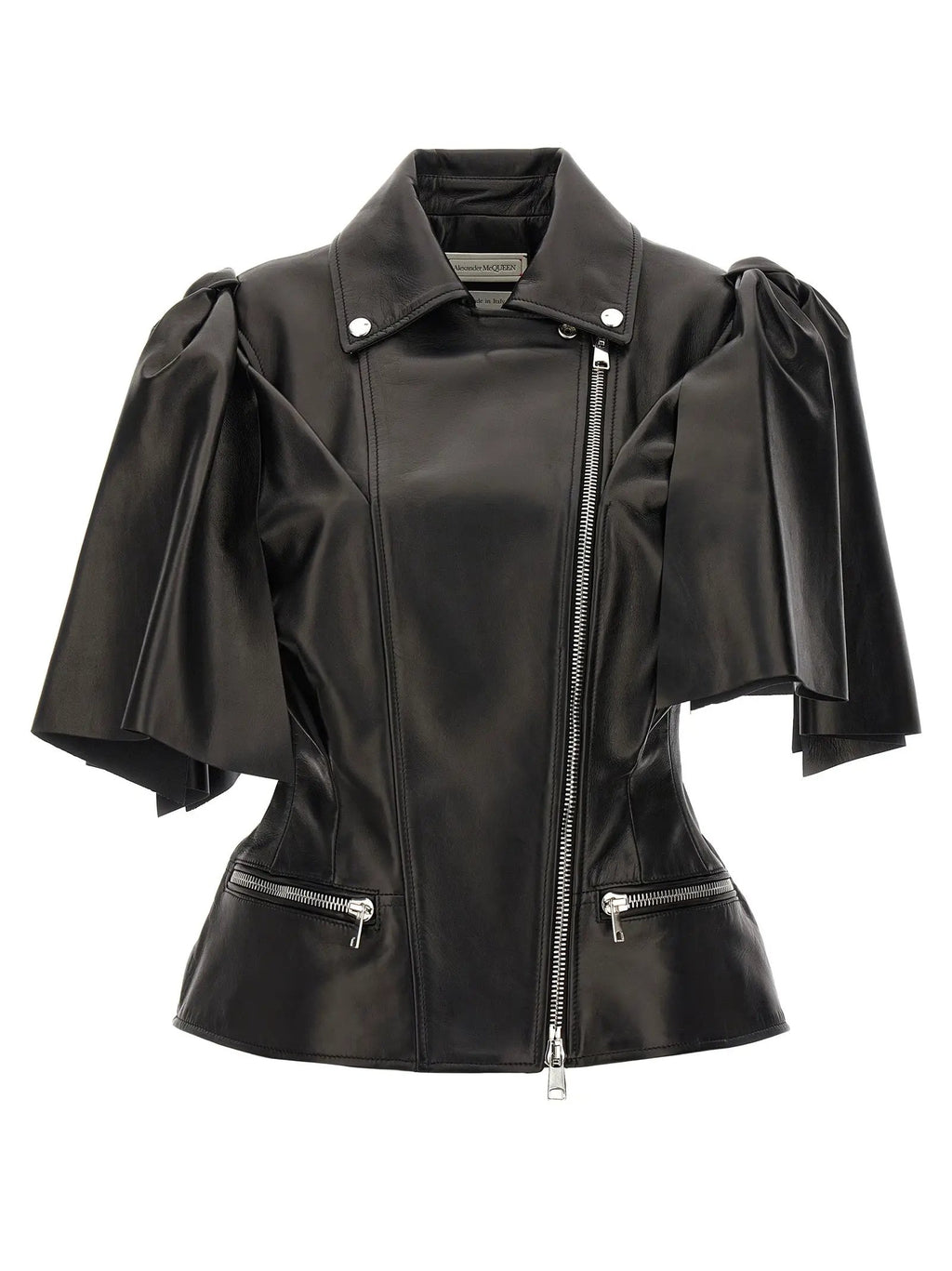 Alexander McQueen Black Lamb Leather Sleeveless Jacket
