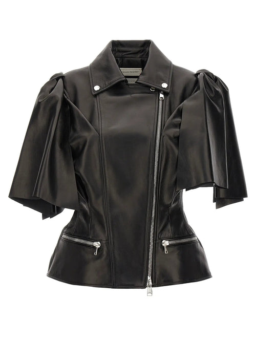 Veste sans manches Alexander McQueen en cuir d'agneau noir