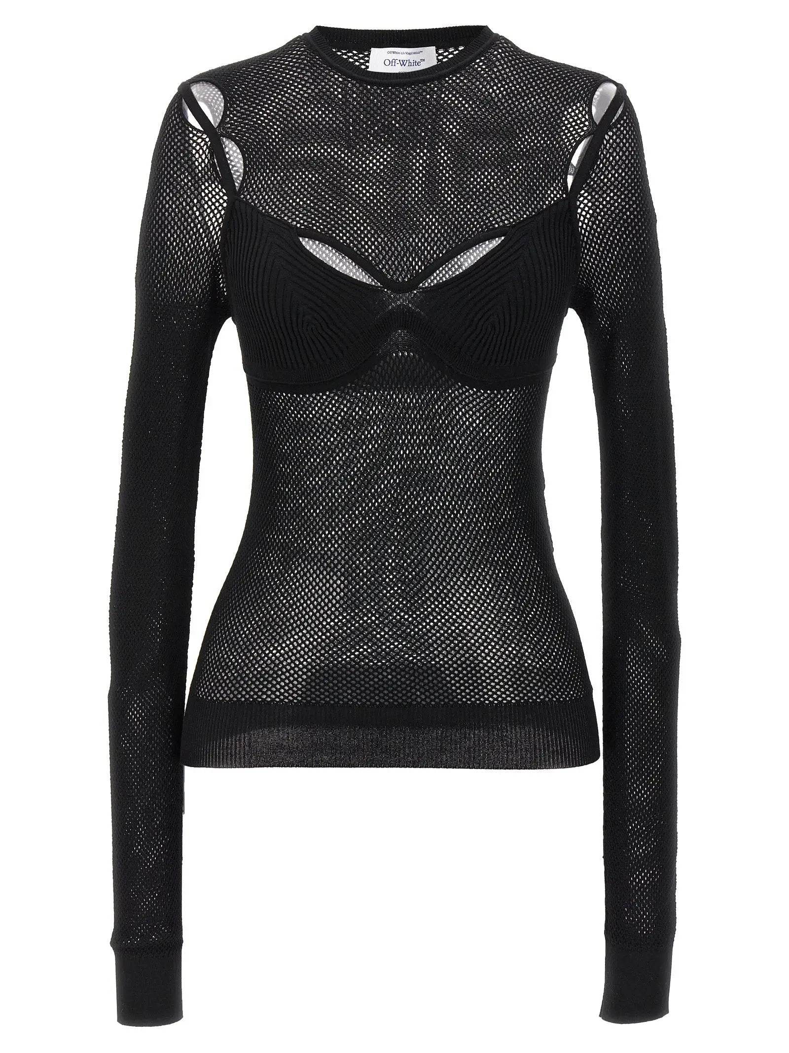 Off-White Black Viscose Tank Tops