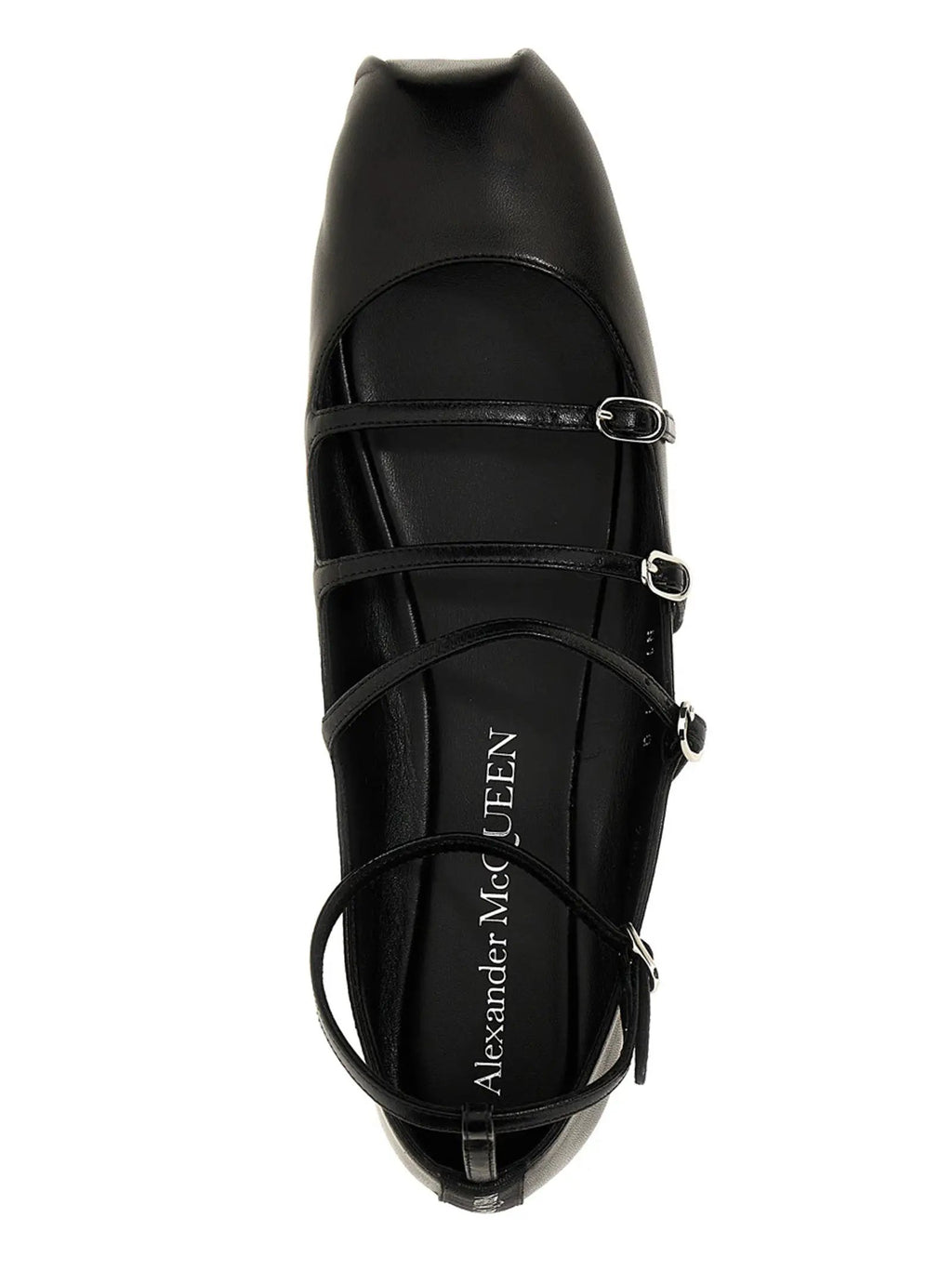 Alexander McQueen Black Calfskin Ballet Flats
