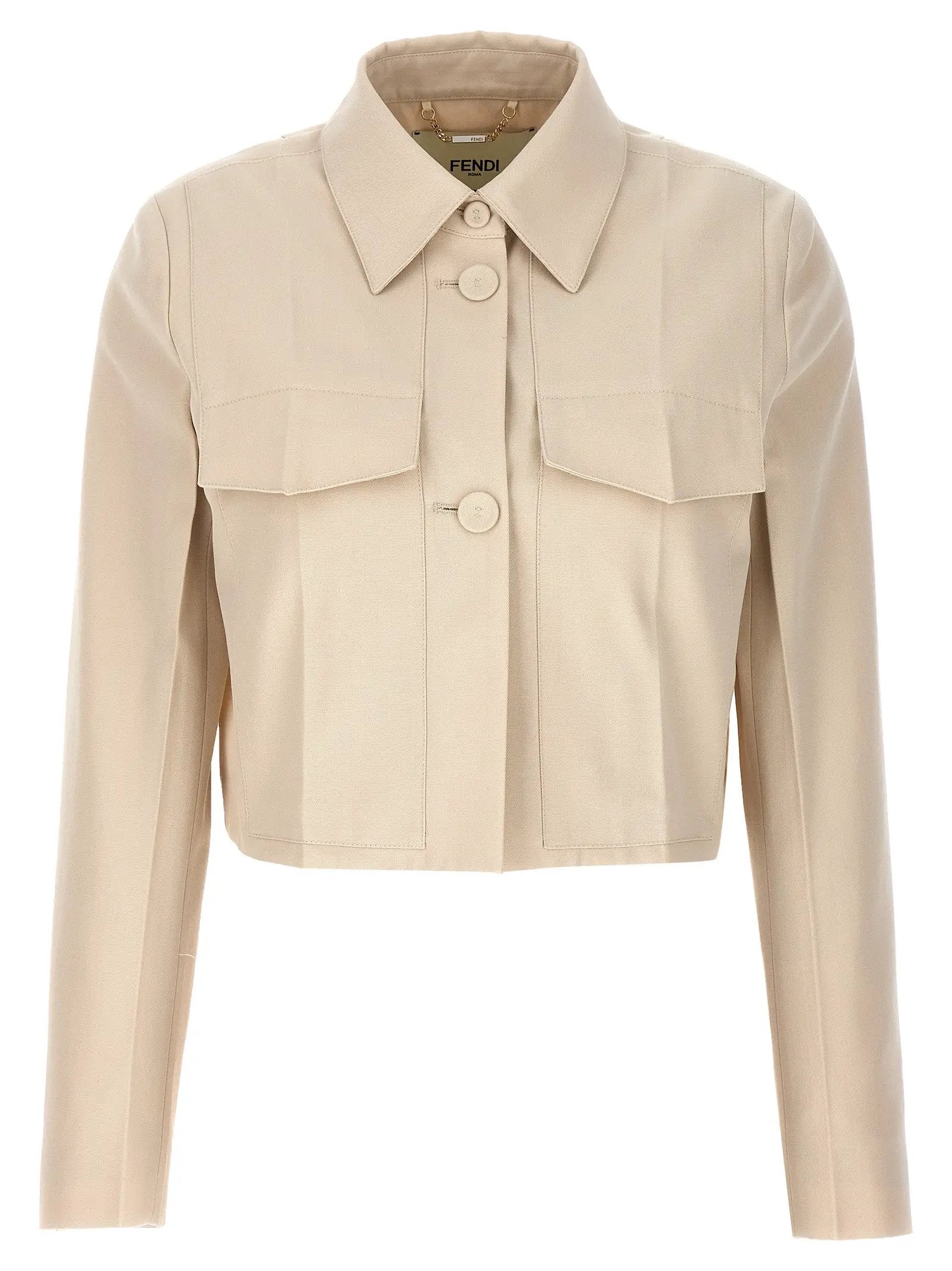 Fendi Beige Wool Full-Length Jacket