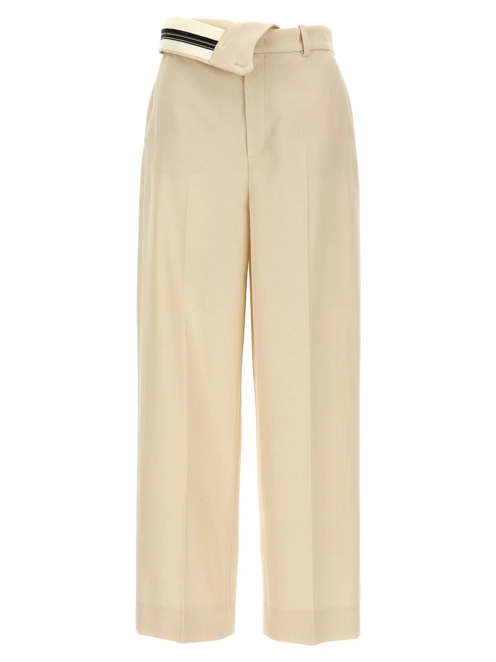 Pantalon décontracté en laine beige Fendi