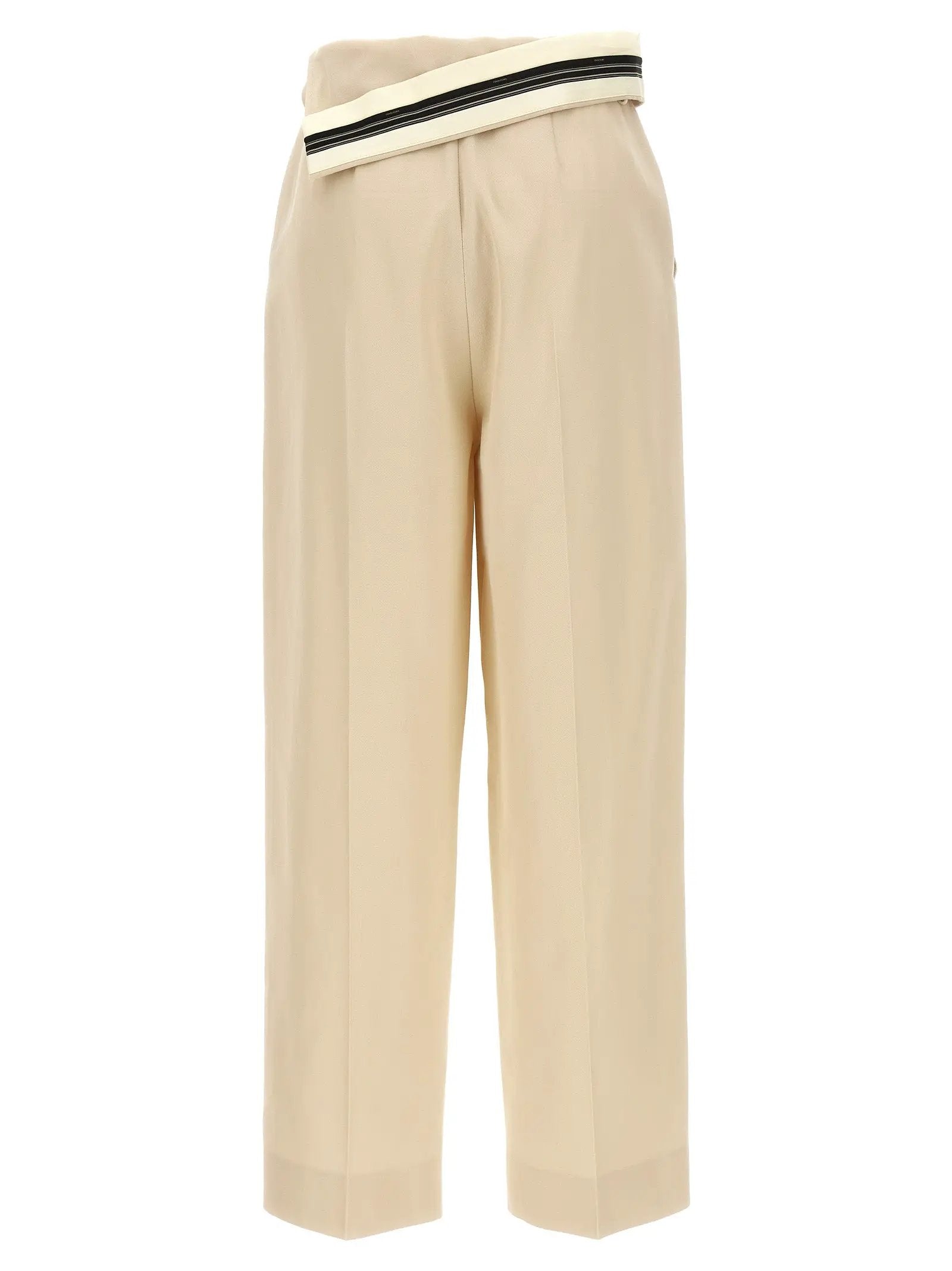 Pantalon décontracté en laine beige Fendi
