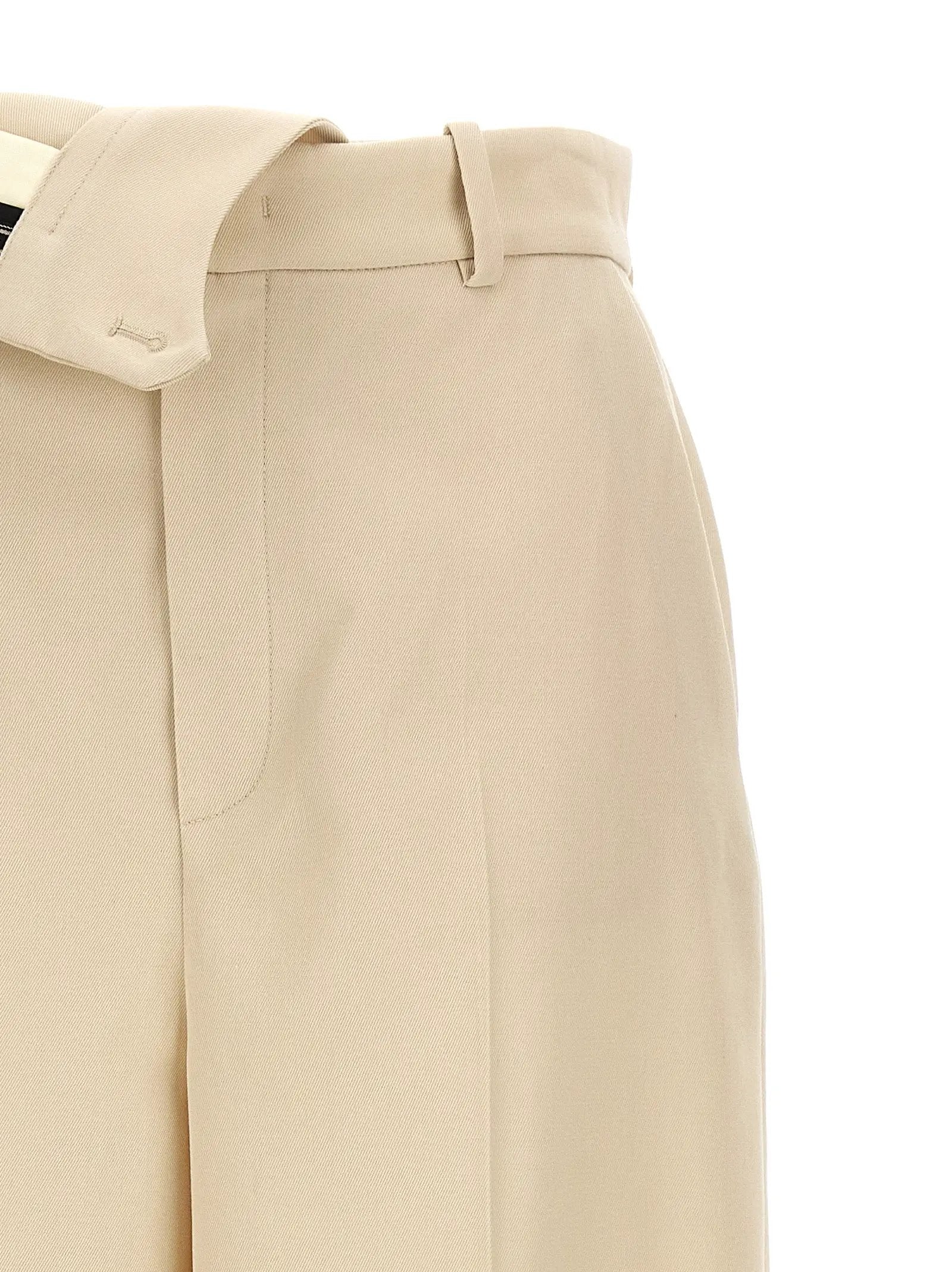 Pantalon décontracté en laine beige Fendi