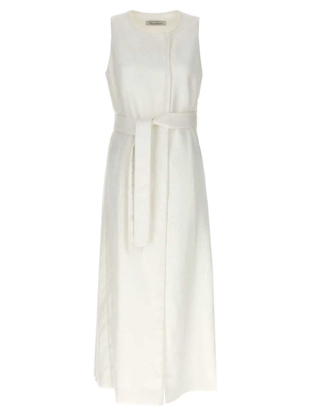 Max Mara White Flax Sleeveless Jacket