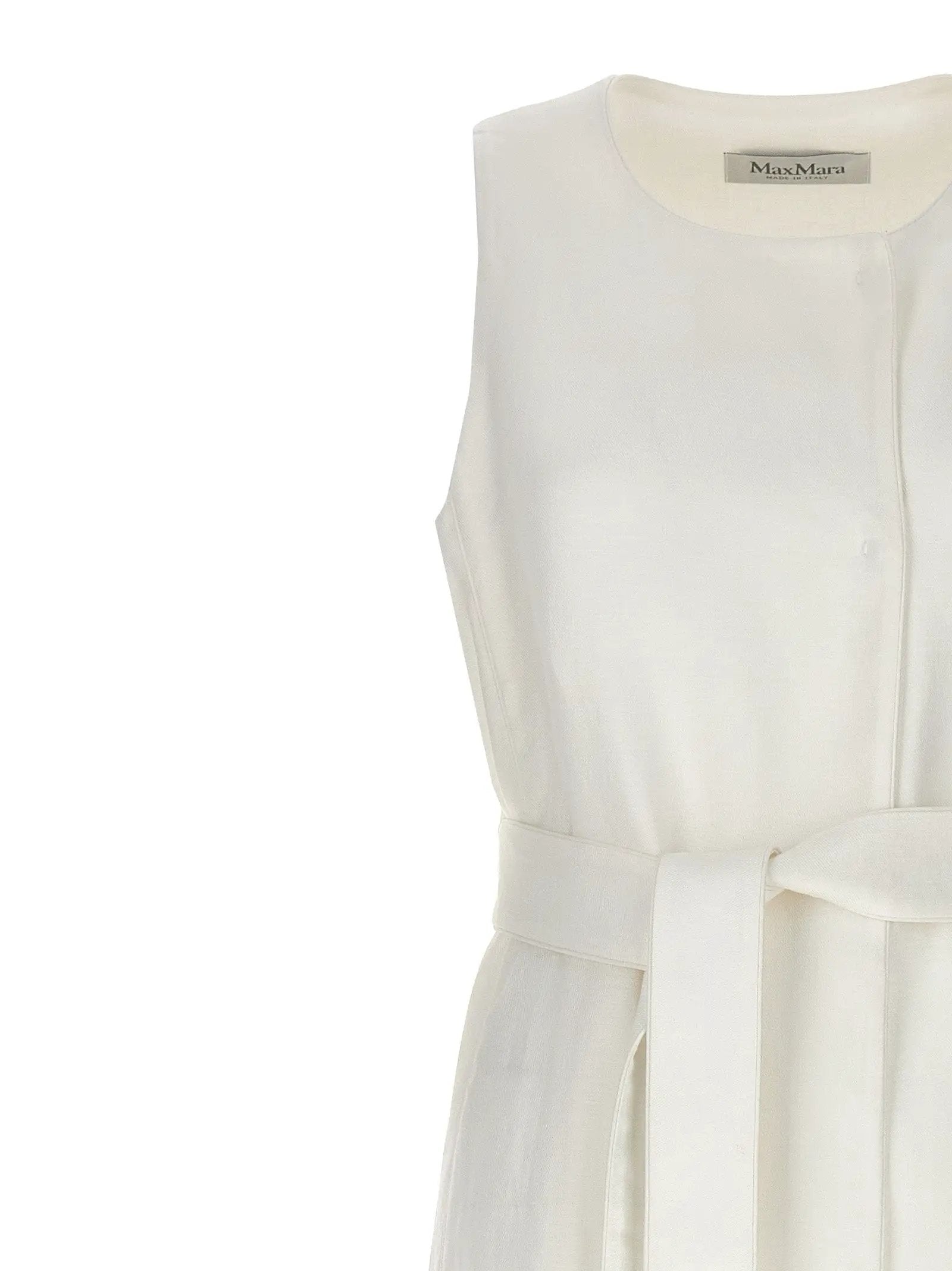Max Mara White Flax Sleeveless Jacket