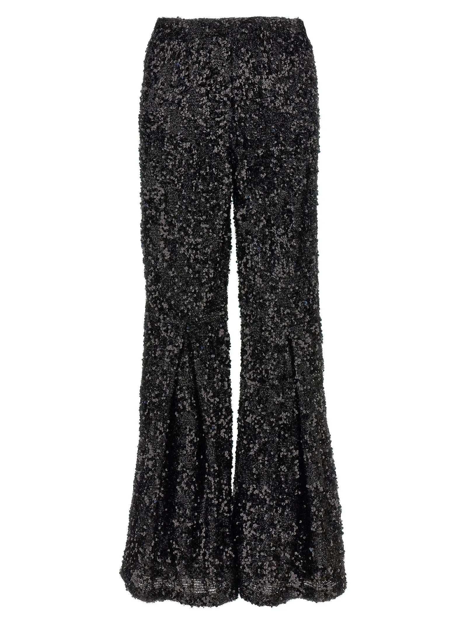 LE TWINS Black Polyester Flared Pants