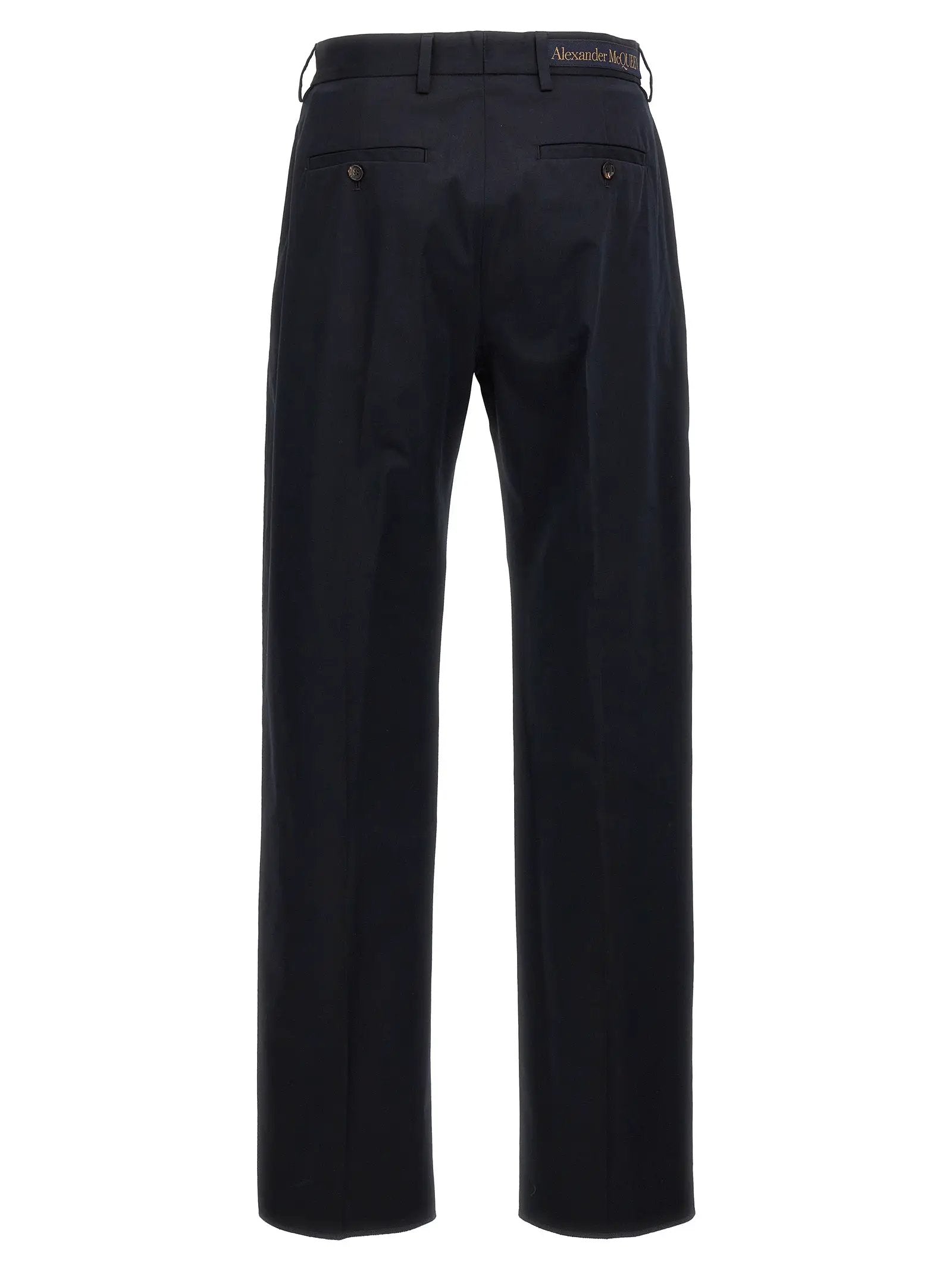 Alexander McQueen Blue Cotton Casual Pants