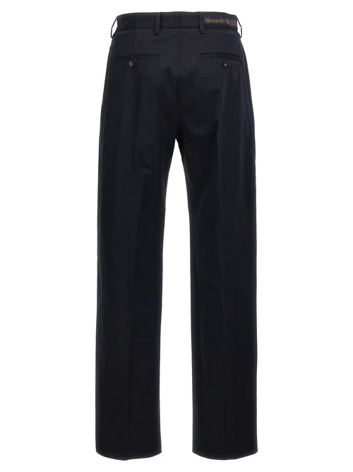 Pantalon décontracté en coton bleu Alexander McQueen
