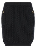 Alessandra Rich Black Wool Long Skirt