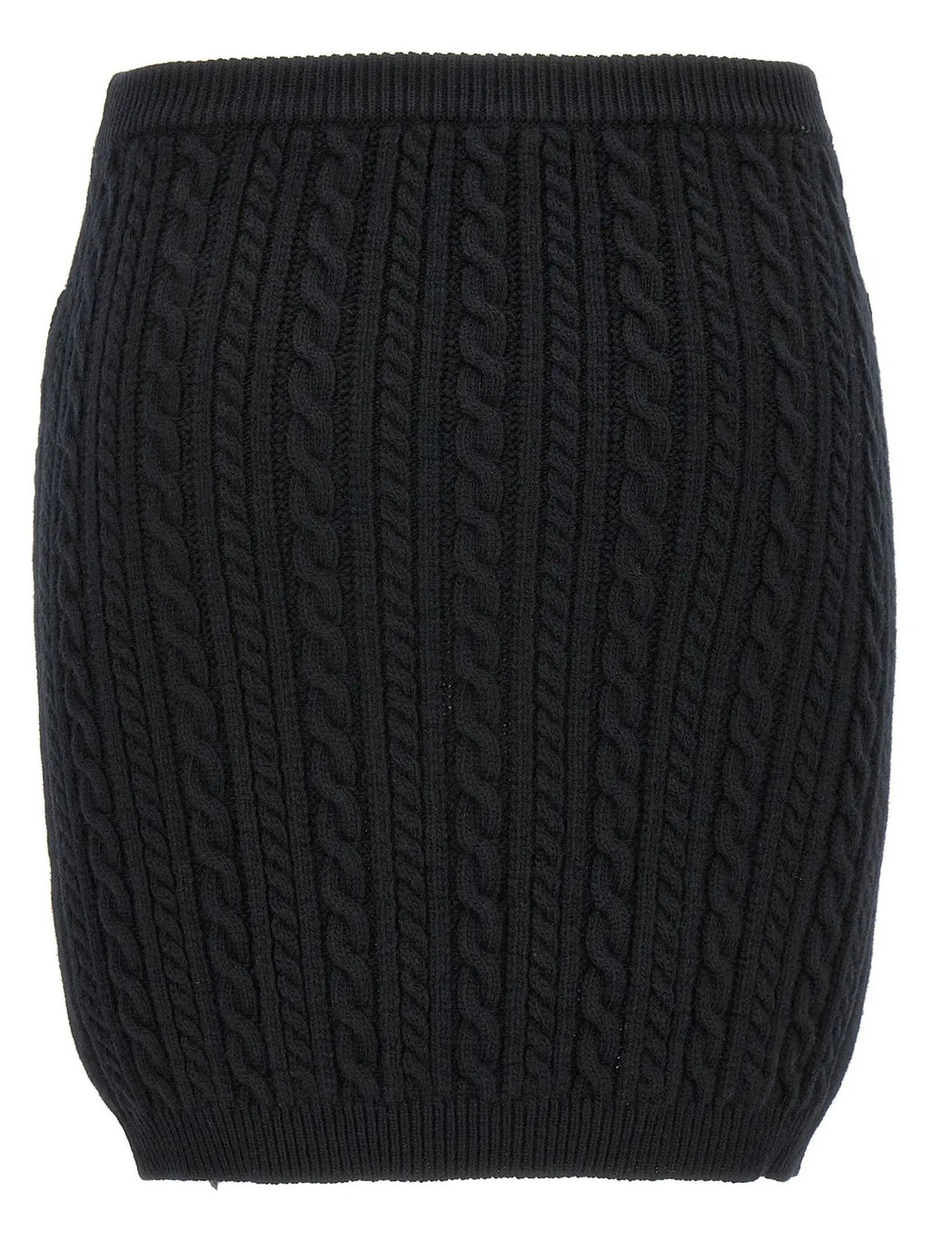 Alessandra Rich Black Wool Long Skirt