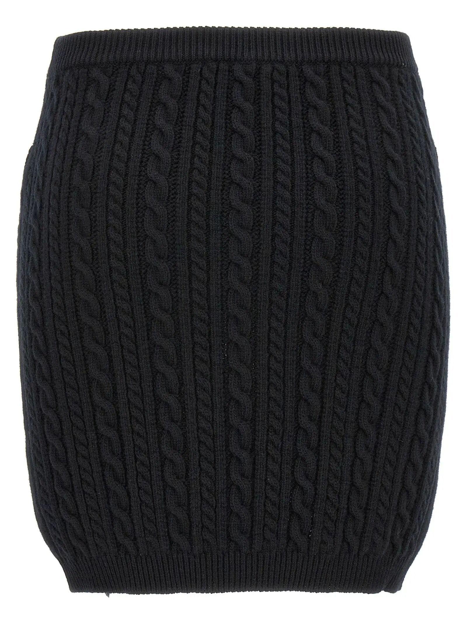 Alessandra Rich Black Wool Long Skirt