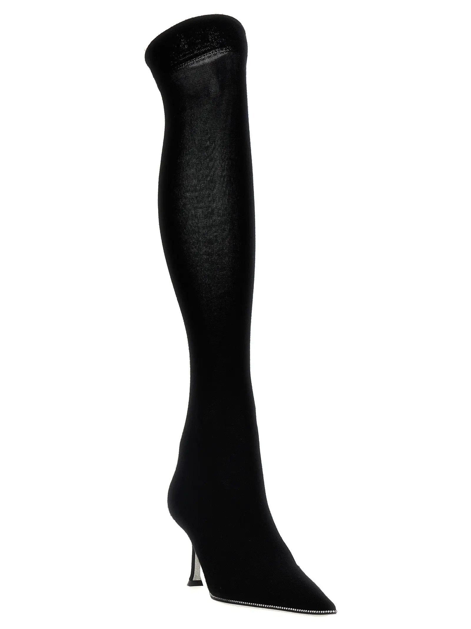 RENE CAOVILLA Black Leather Over The Knee
