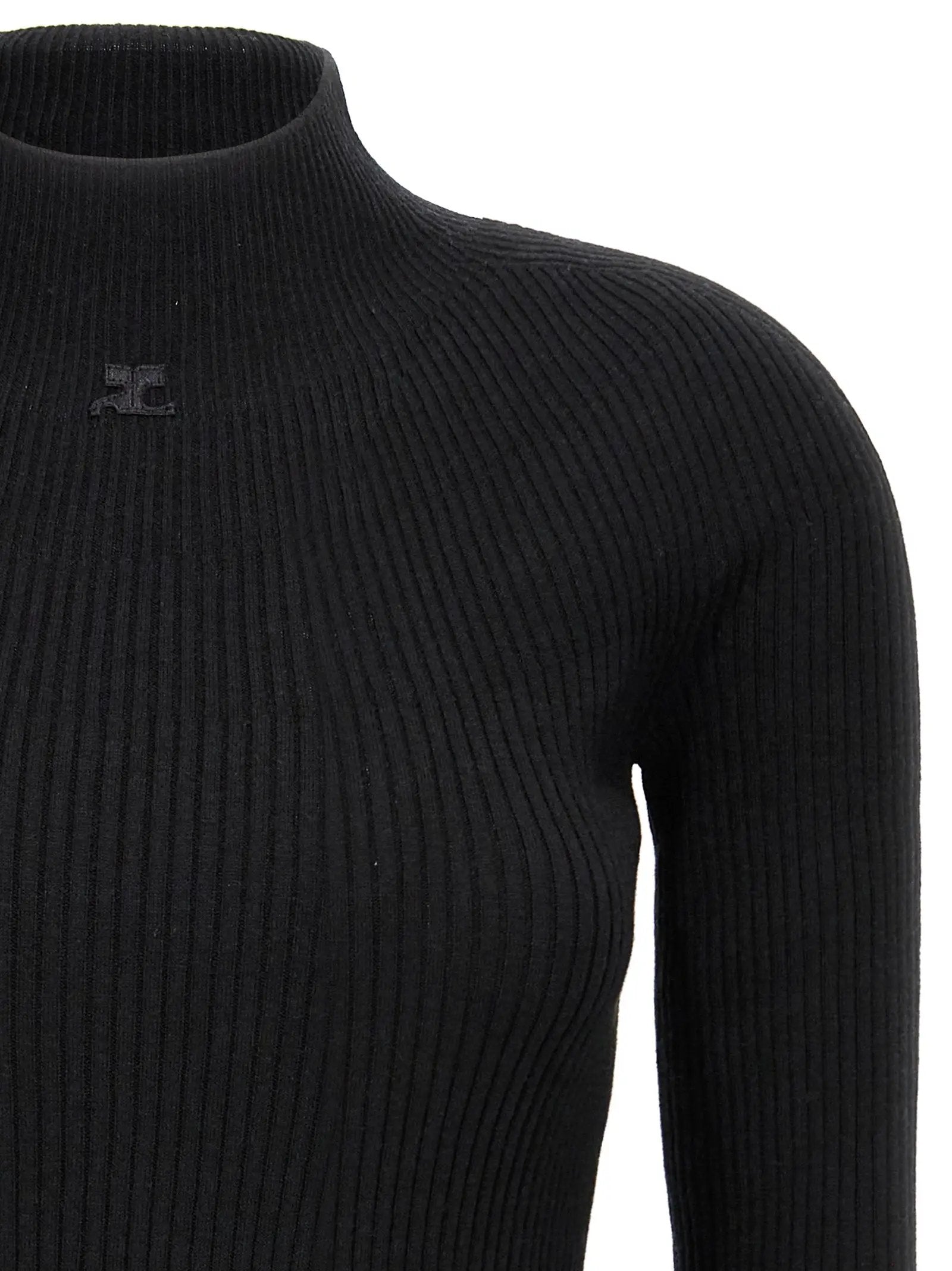 Courrèges Black Cotton Short Dress