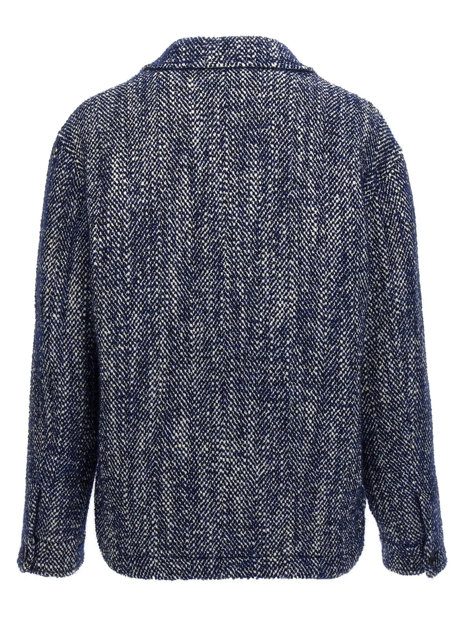 Etro Blue Wool Full-Length Jacket