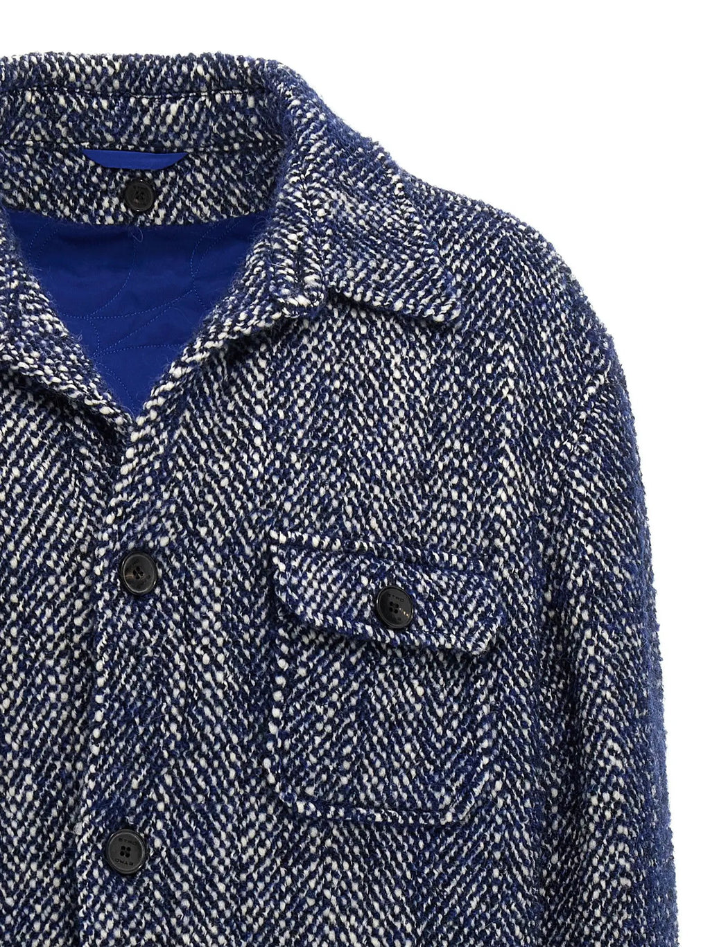 Etro Blue Wool Full-Length Jacket