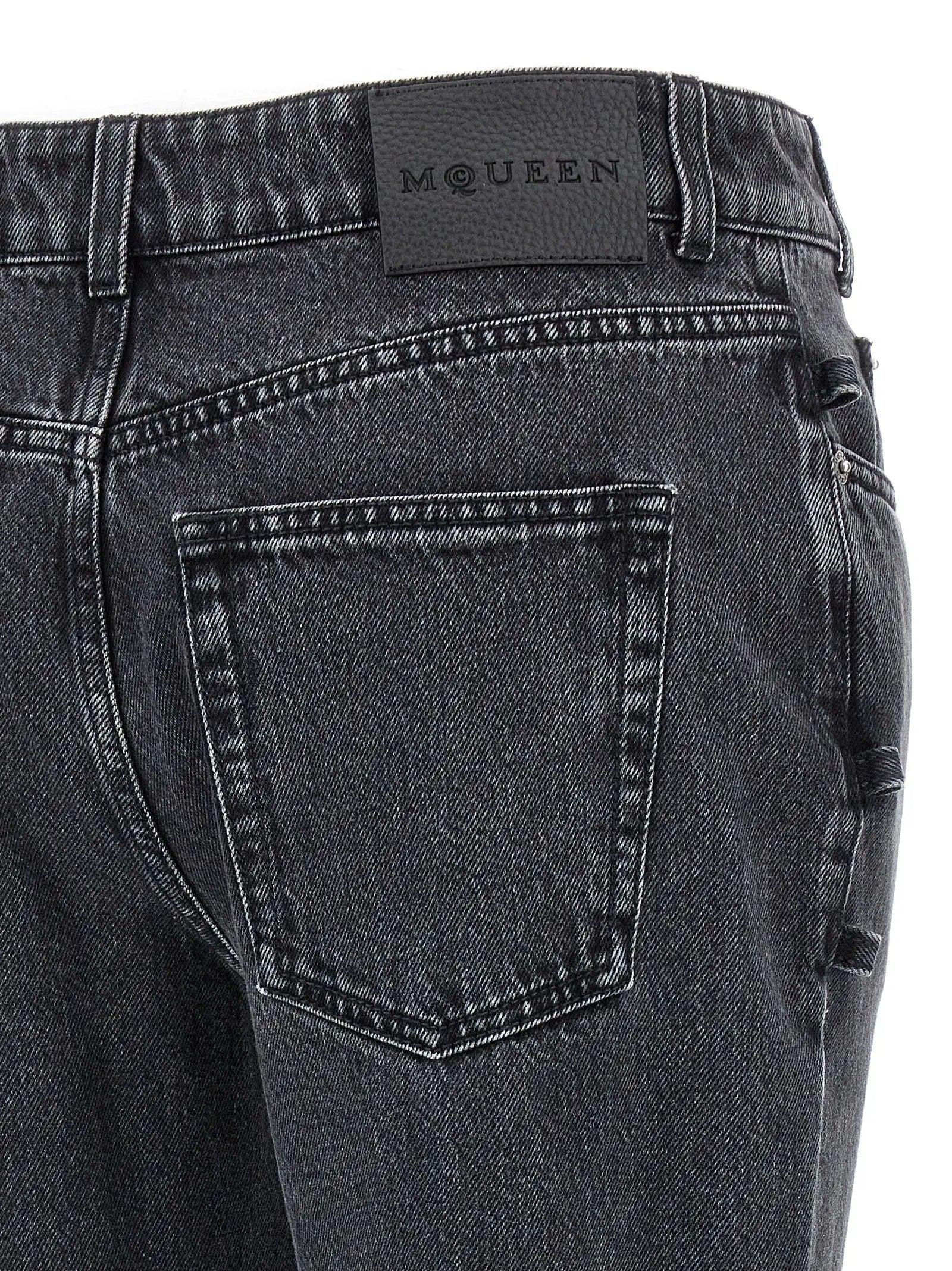 Alexander McQueen Black Cotton Flared Jeans