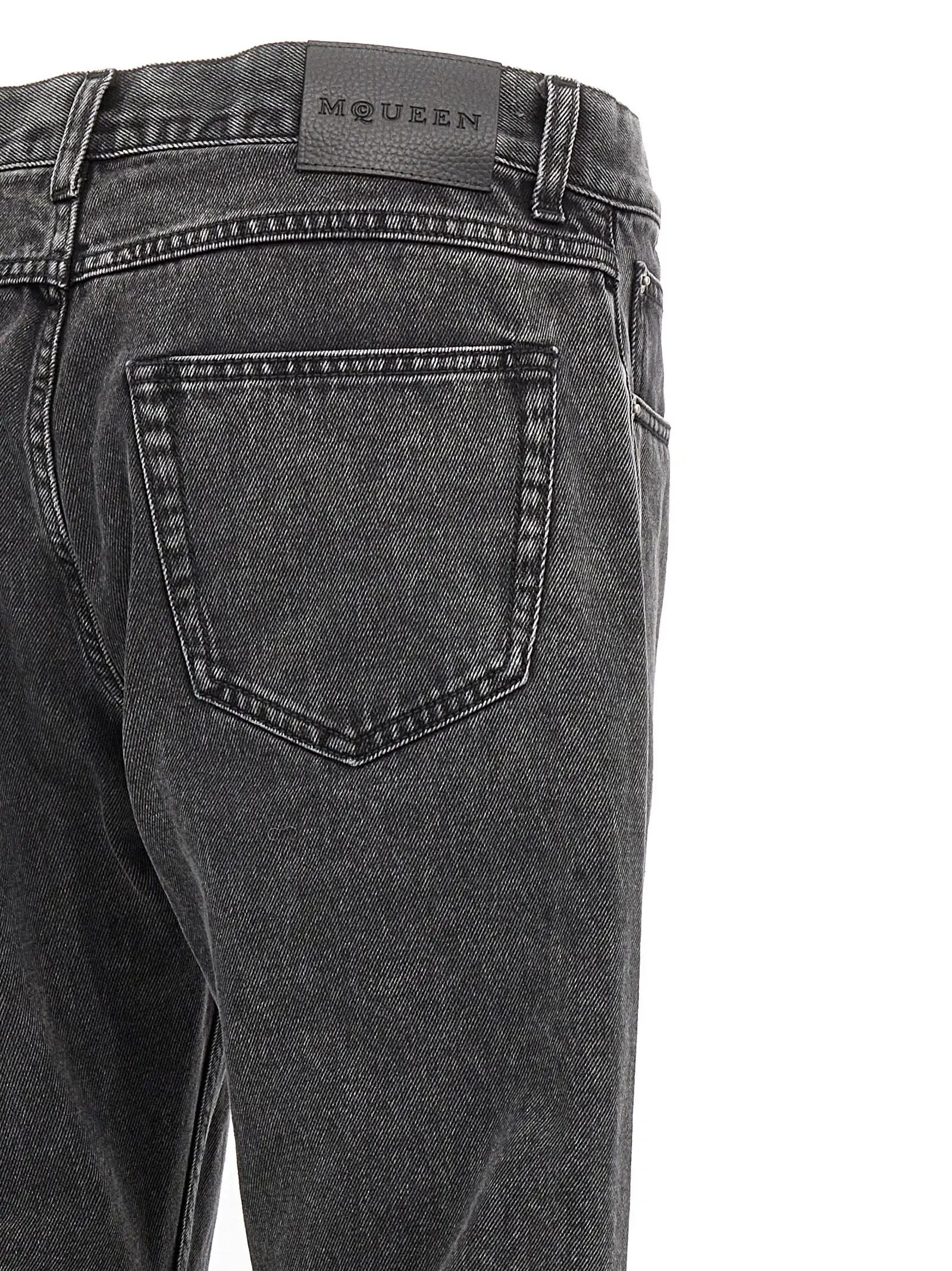Alexander McQueen Black Cotton Straight-Leg Jeans