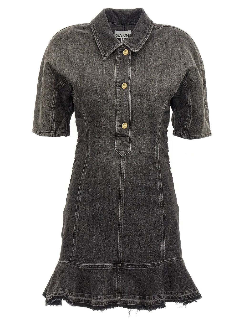 Ganni Black Cotton Short Dress