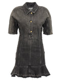 Ganni Black Cotton Short Dress