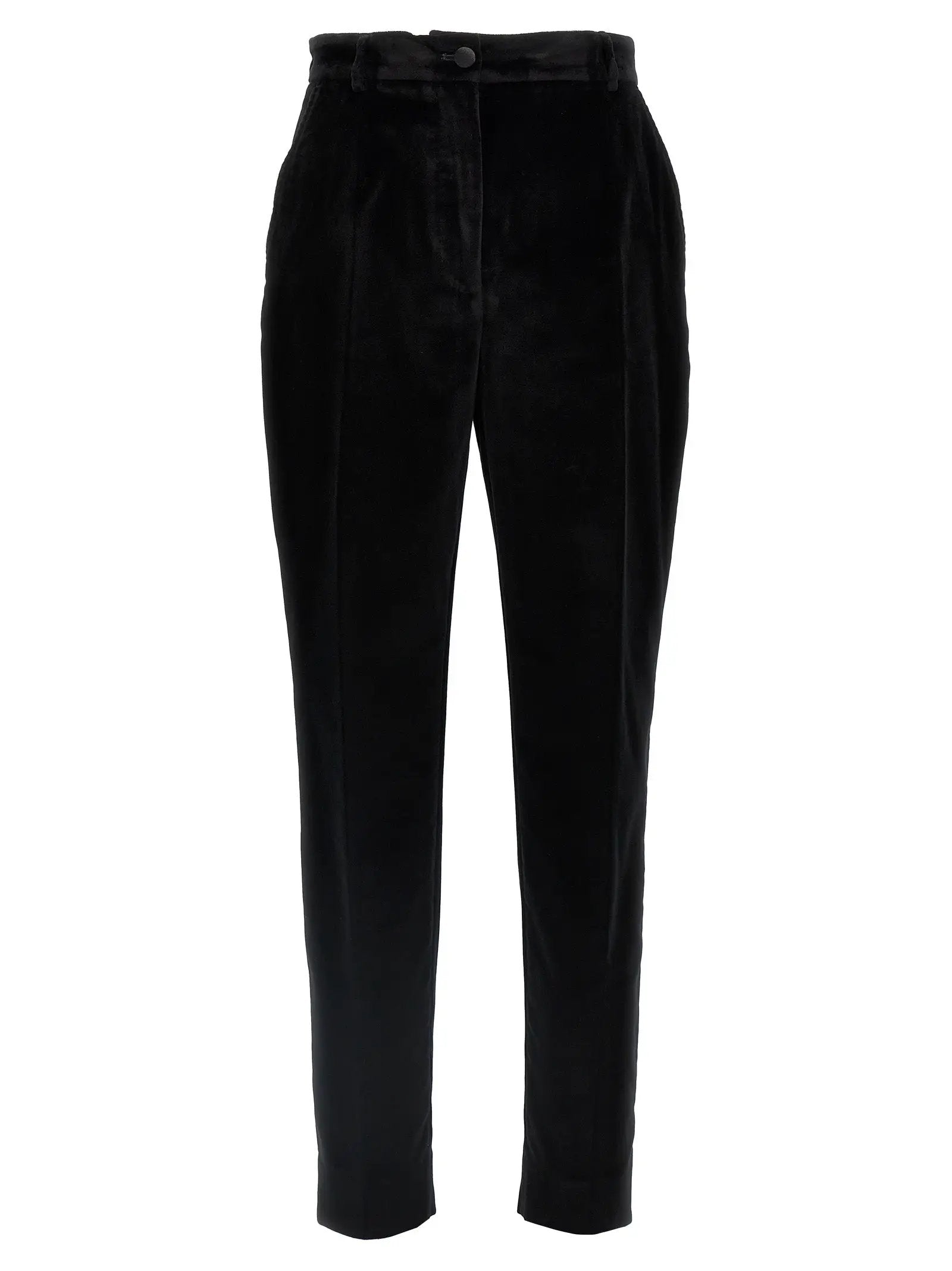 Pantalon habillé en coton noir Dolce &amp; Gabbana