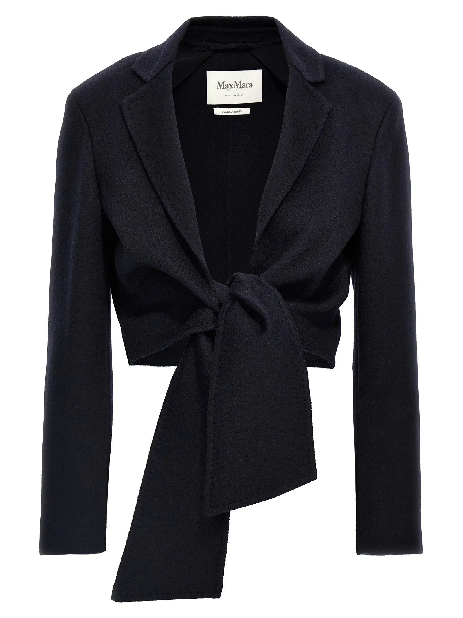 Max Mara Blue Wool Full-Length Jacket