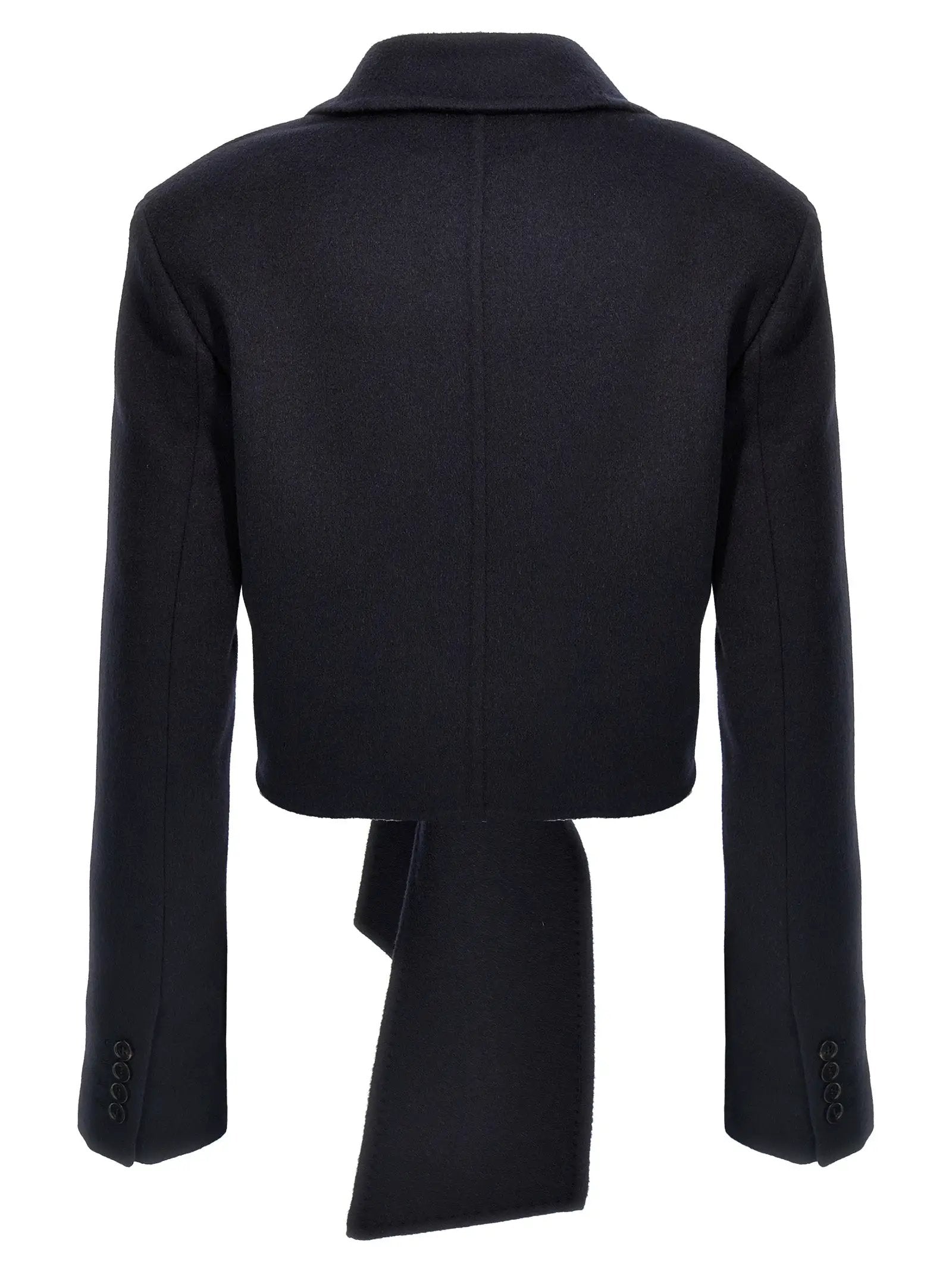 Max Mara Blue Wool Full-Length Jacket