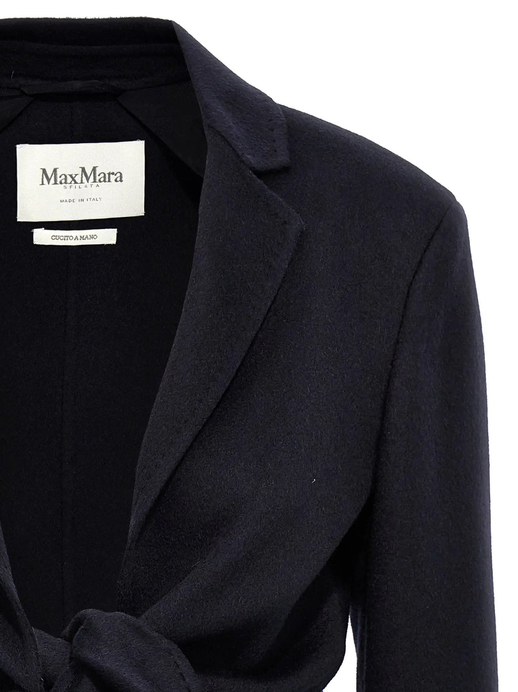 Max Mara Blue Wool Full-Length Jacket