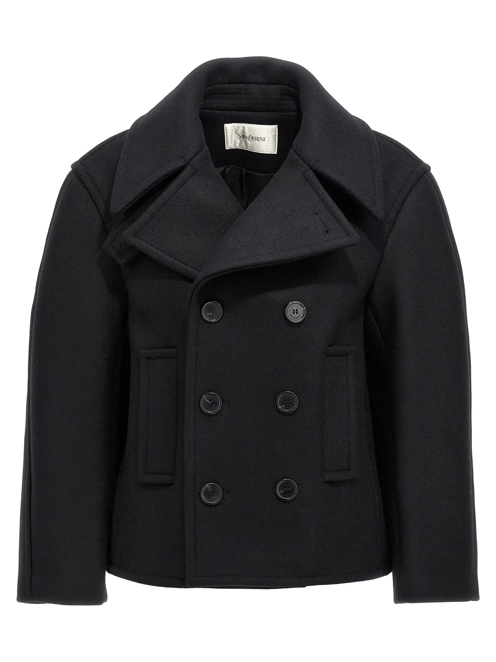 Saint Laurent Black Virgin Wool Coat