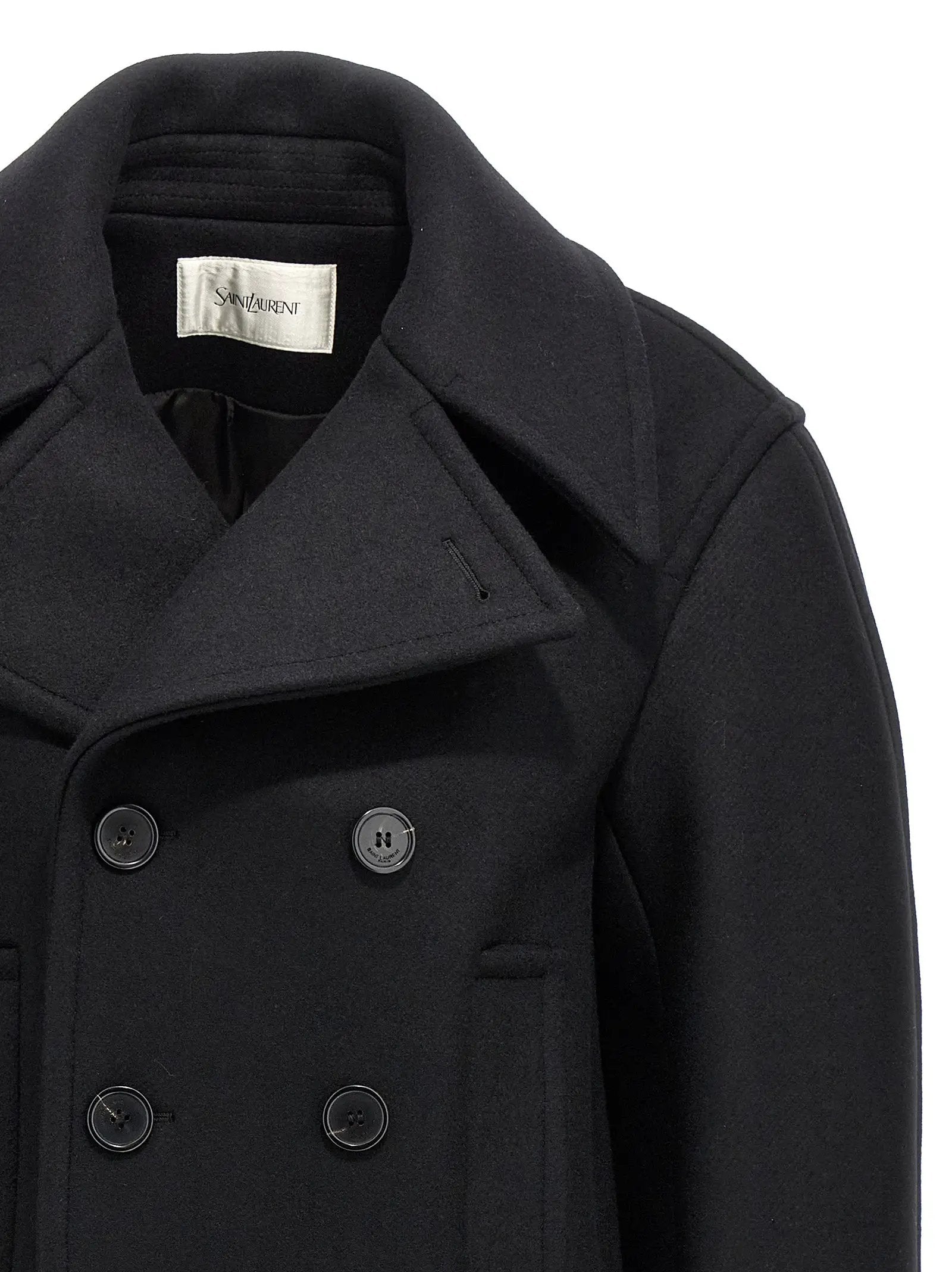 Saint Laurent Black Virgin Wool Coat
