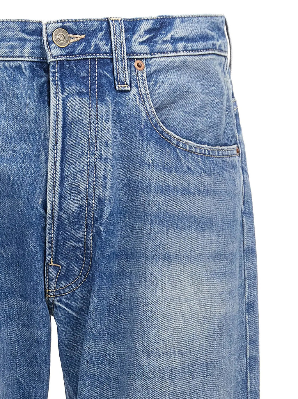 Valentino Garavani Blue Cotton Straight-Leg Jeans
