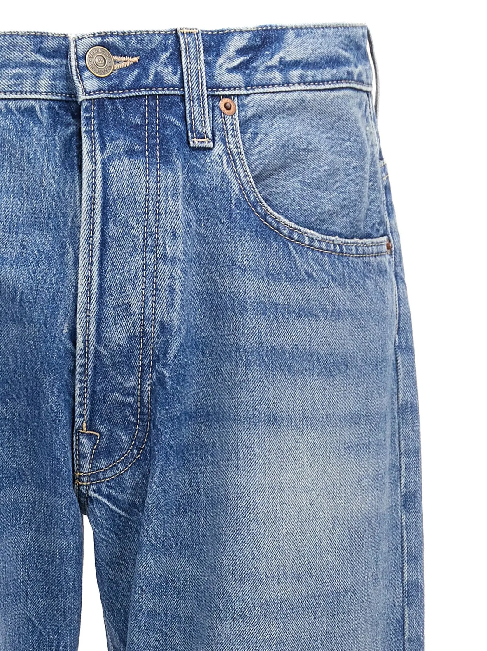Valentino Garavani Blue Cotton Straight-Leg Jeans