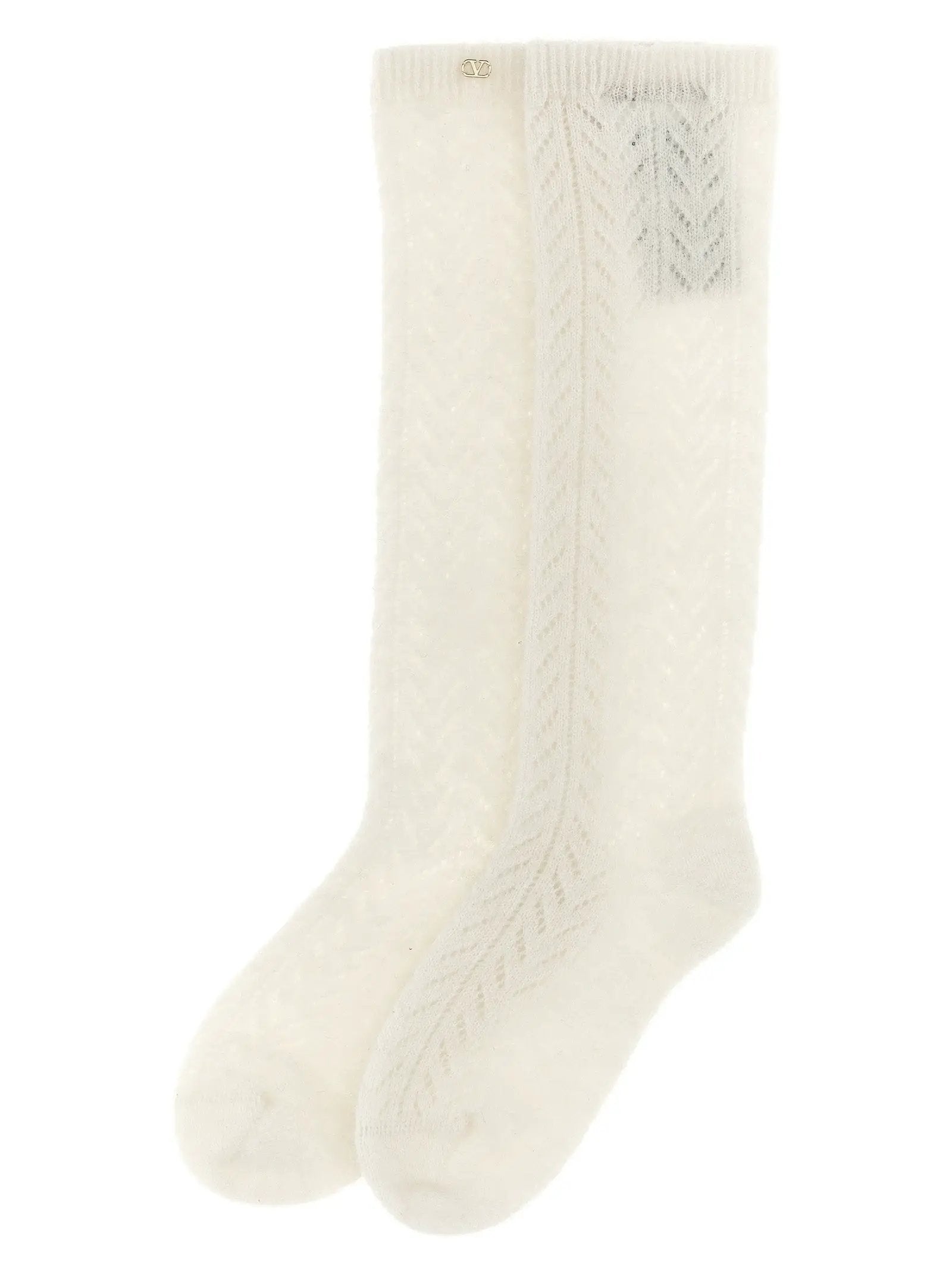 Valentino Garavani White Wool Socks