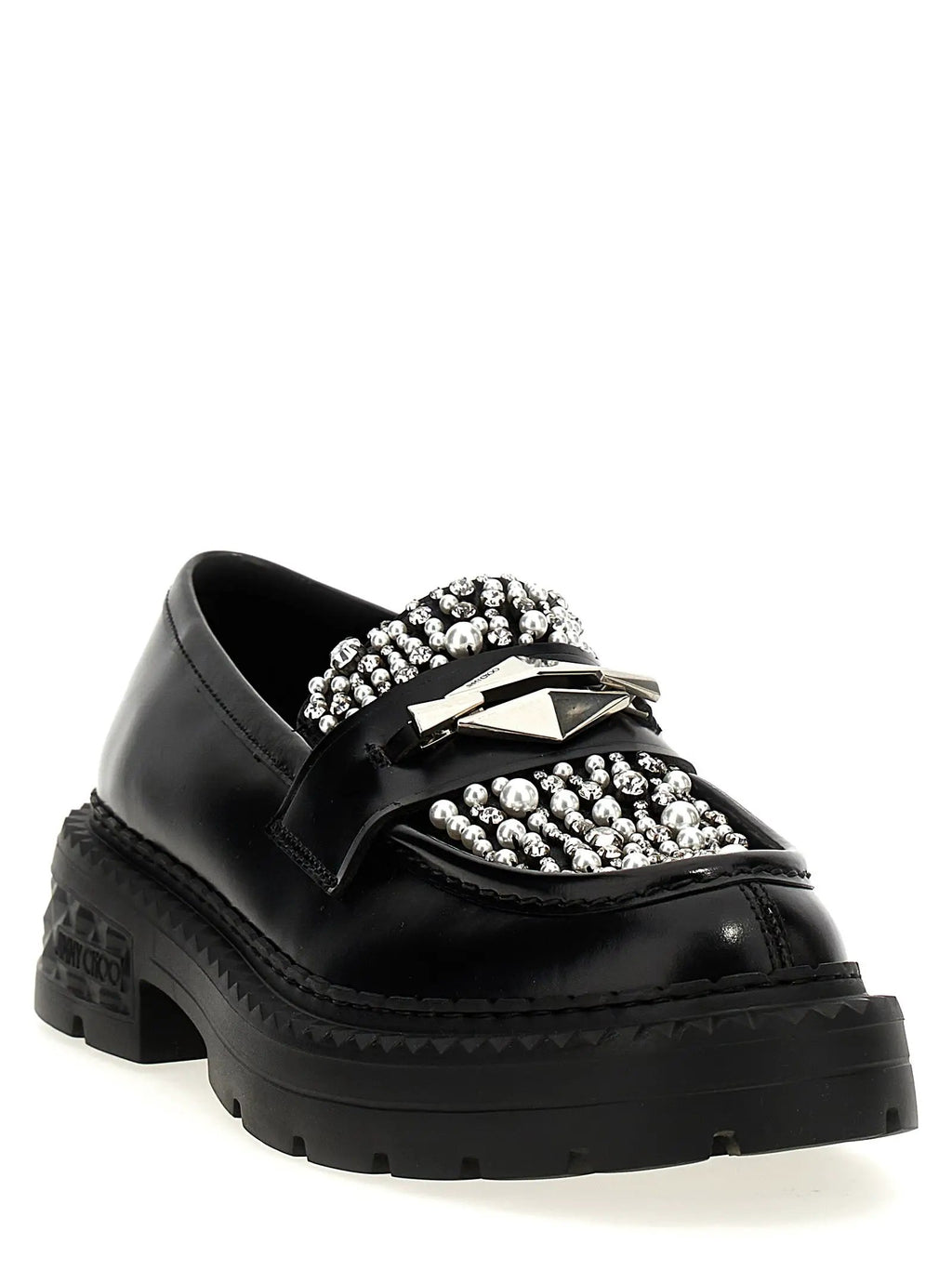 Jimmy Choo Black Calfskin Slip-On Loafers