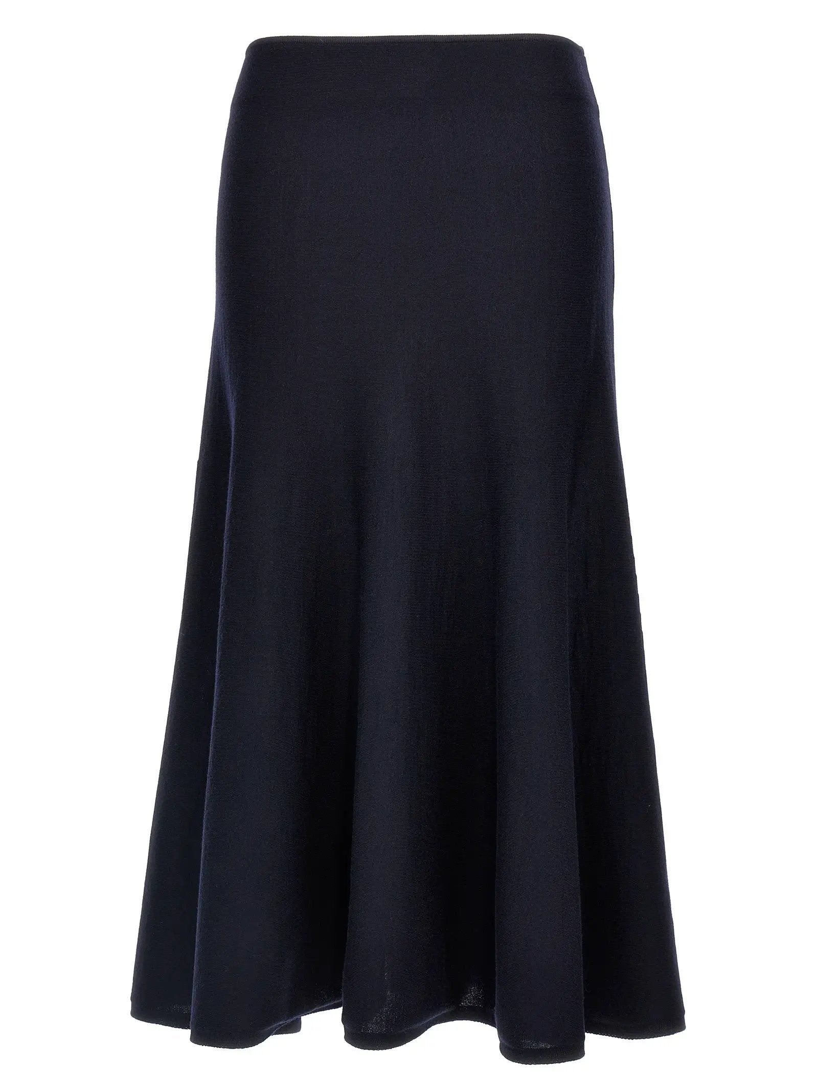 Khaite Blue Wool Midi Skirt