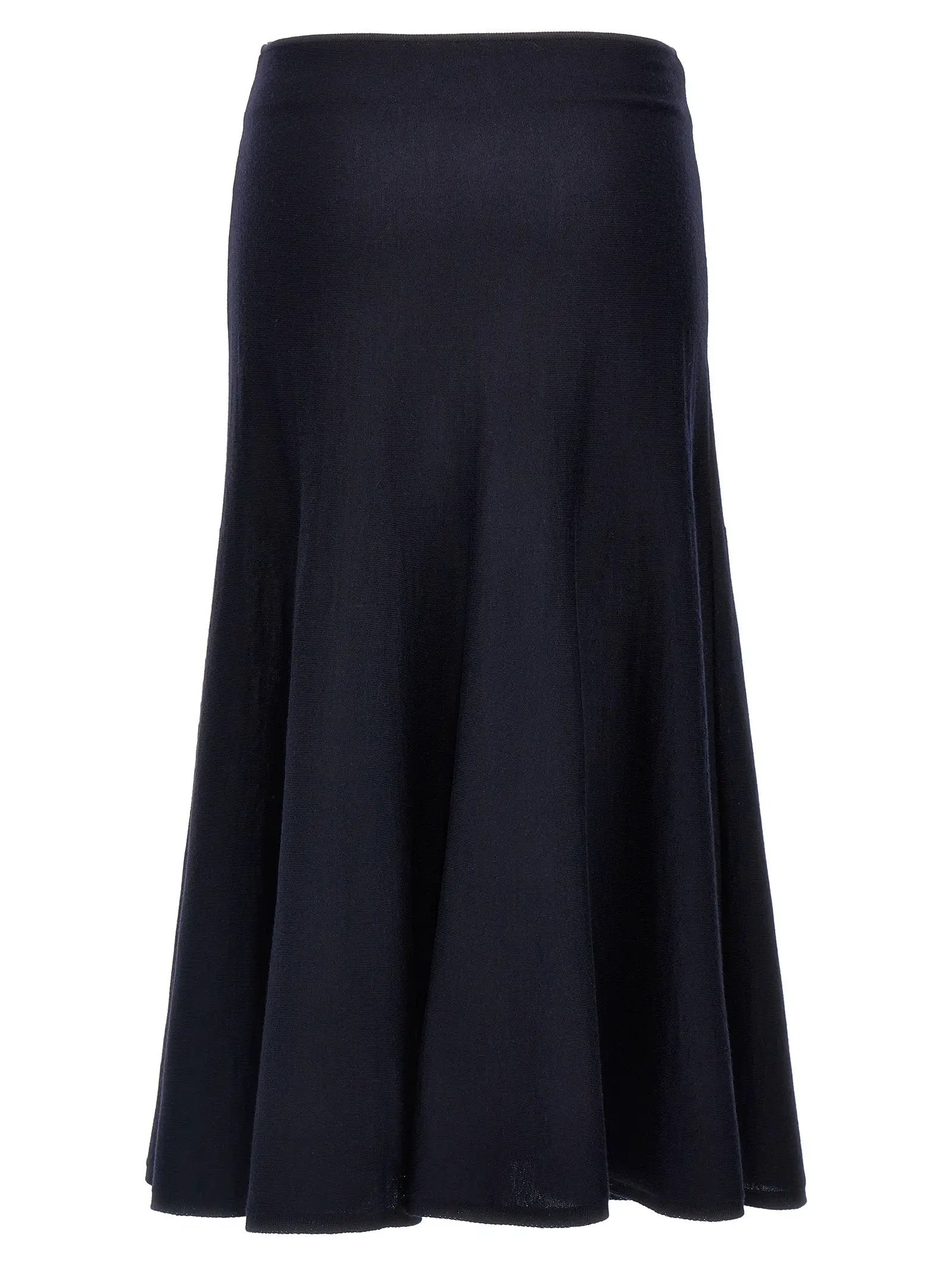 Khaite Blue Wool Midi Skirt
